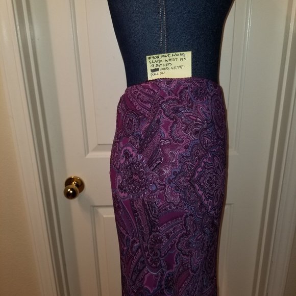 ✅#902 NWT Karen Kane Lifestyle Purple Paisley Skirt - Picture 9 of 16